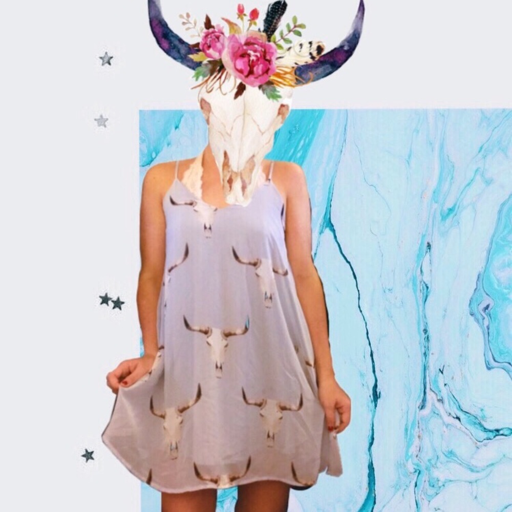 Summer dress with cows skulls